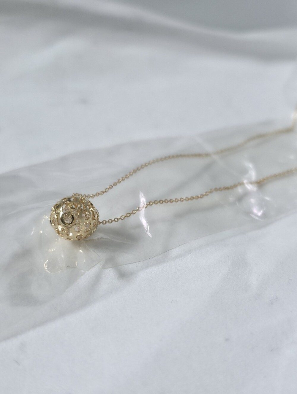 Gold Chain Necklace with Ball Pendant Charm